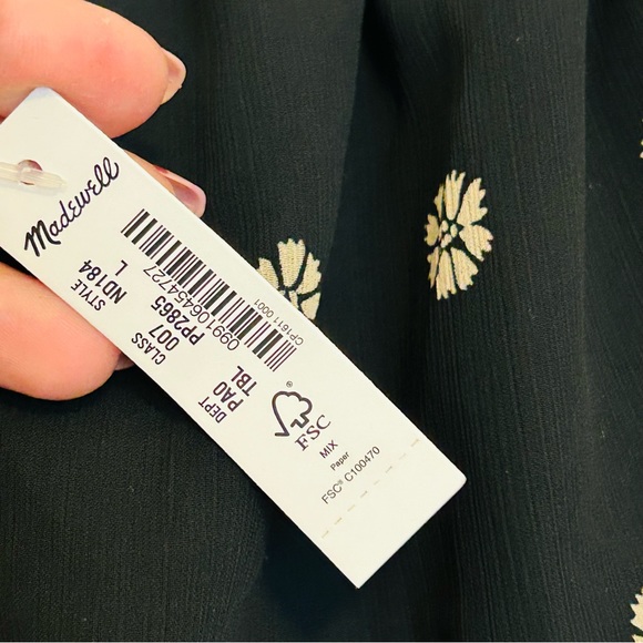 NEW MADEWELL (Re)sourced Georgette Square-Neck Smock-Waist Top long sleeve - Picture 8 of 9